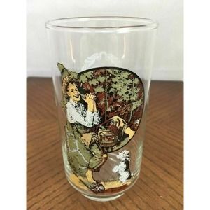 Coca Cola Norman Rockwell Repro Drinking Glass Tumbler Barefoot Boy and Dog